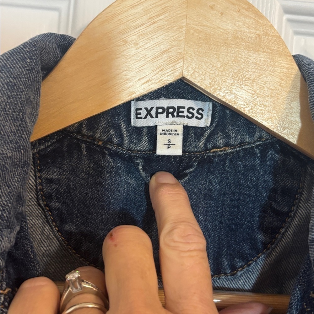 Express Blue Denim Vest, Jean, Small - Picture 4 of 9